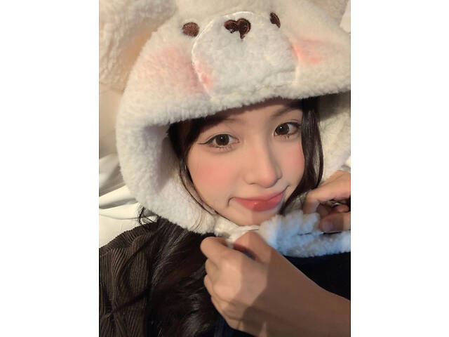 Капюшон шапка Jsstore Плюшевый Мишка One size Молочный (js2288) - Фото 3