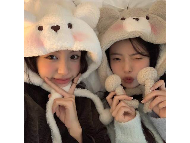 Капюшон шапка Jsstore Плюшевый Мишка One size Молочный (js2288) - Фото 4