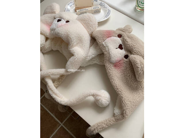 Капюшон шапка Jsstore Плюшевый Мишка One size Молочный (js2288) - Фото 5