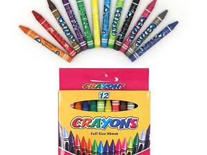 Олівці воскові Crayons кольорові набір 12 кольорів 8496-12 (крейда)