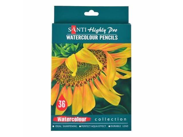 Кольорові олівці Santi Highly Pro 36 шт акварельні (742387) - Фото 1