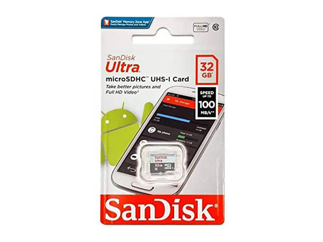 Карта памяти microSDHC (UHS-1) SanDisk Ultra 32Gb class 10 A1 (100Mb/s) - Фото 2