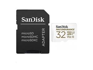 Карта пам'яті microSDHC (UHS-1 U3) SanDisk Max Endurance 32Gb class 10 V30 (100Mb/s) (adapterSD)