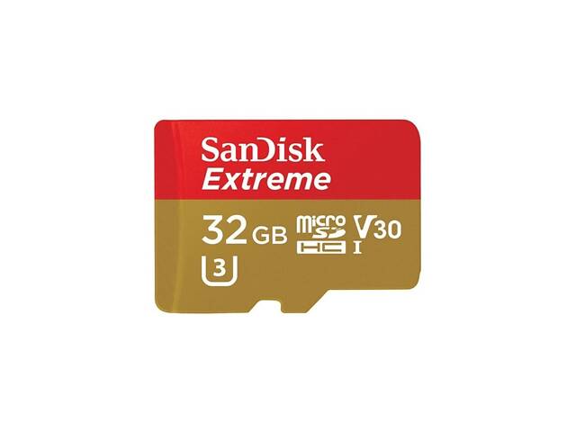 Карта пам'яті microSDHC (UHS-1 U3) SanDisk Extreme Action A1 32Gb class 10 V30 (R100MB/s, 667x) (adapter SD) - Фото 1