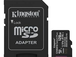 Карта памяти microSDXC (UHS-1) Kingston Canvas Select Plus Gen3 128Gb class 10 А1 (R-150MB/s) (адаптер SD)