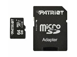 Карта памяти microSDXC (UHS-1) Patriot LX Series 64Gb class 10 (адаптер SD)