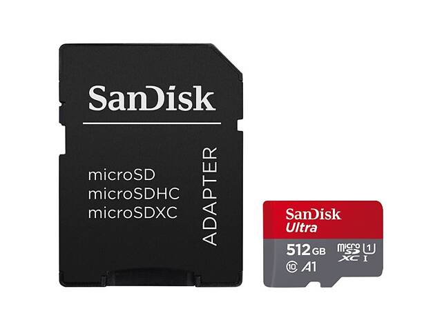 Карта памяти microSDXC (UHS-1) SanDisk Ultra 512Gb class 10 A1 (150Mb/s) (адаптер SD) - Фото 1