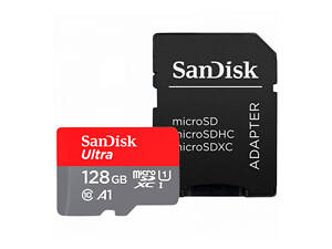 Карта пам'яті microSDXC (UHS-1) SanDisk Ultra 128Gb class 10 A1 (140Mb/s) (adapter SD)