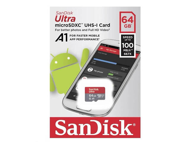 Карта памяти microSDXC (UHS-1) SanDisk Ultra 64Gb class 10 A1 (100Mb/s) - Фото 2