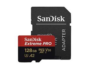 Карта памяти microSDXC (UHS-1 U3) SanDisk Extreme Pro A2 128Gb class 10 V30 (R200MB/s,W90MB/s) (adapter)