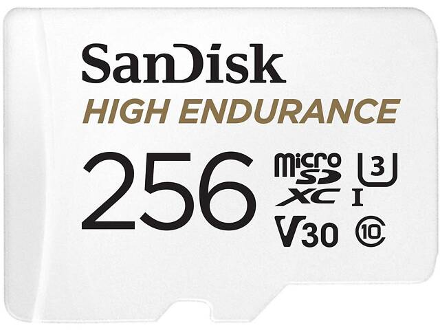 Карта памяти microSDXC (UHS-1 U3) SanDisk High Endurance 256Gb class 10 V30 (100Mb/s) (adapterSD) - Фото 1