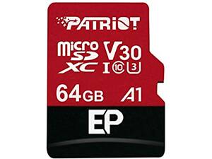 Карта памяти microSDXC (UHS-1 U3) Patriot EP Series 64Gb class 10 V30 (R-100MB/s, W-80MB/s) (адаптер SD)