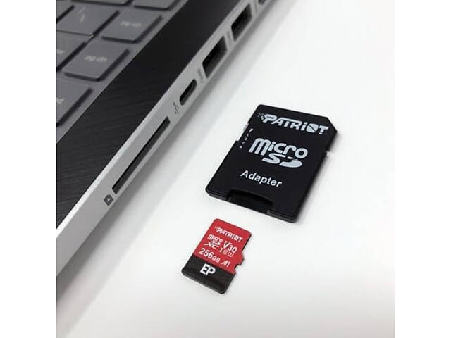 Карта памяти microSDXC (UHS-1 U3) Patriot EP Series 256Gb class 10 V30 (R-100MB/s, W-80MB/s) (адаптер SD) - Фото 4