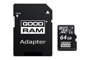 Карта памяти Goodram microSDXC 64GB UHS-I class 10 + адаптер Goodram microSDXC 64GB UHS-I class 10