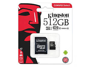 Карта памяти Kingston Micro SD Card 512GB 80MB/s Class 10 с адаптером
