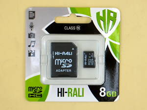 Карта памяти MicroSD Hi-Rali 8 Gb (Class 10) 3 года гарантии