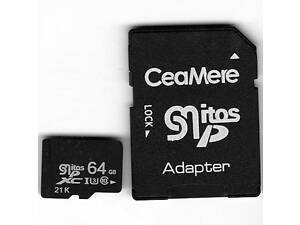 Карта пам'яті microSDXC 64GB, 94 мБ/с. Нова!