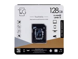 Карта пам'яті з адаптером T&G Micro SDXC 128gb UHS-3 Class 10 Чорний