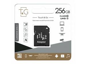 Карта пам'яті з адаптером T&G Micro SDXC 256gb UHS-3 Class 10 Чорний