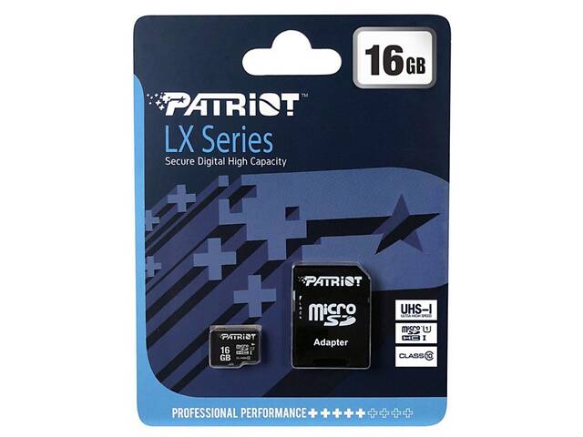 Карта памяти microSDHC (UHS-1) Patriot LX Series 16Gb class 10 (adapter SD) yL. - Фото 2