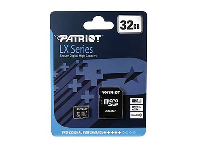 Карта памяти microSDHC (UHS-1) Patriot LX Series 32Gb class 10 (adapter SD) yL. - Фото 2
