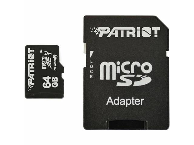 Карта памяти microSDXC (UHS-1) Patriot LX Series 64Gb class 10 (adapter SD) yL. - Фото 1