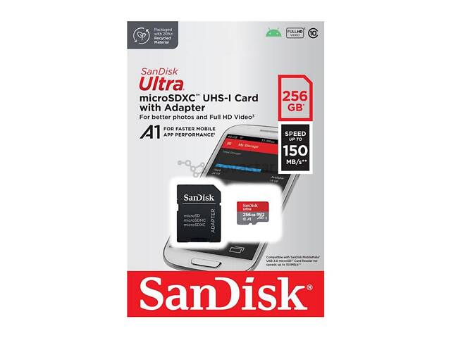 Карта памяти microSDXC (UHS-1) SanDisk Ultra 256Gb class 10 A1 (150MB/s) (adapter SD) yL. - Фото 2