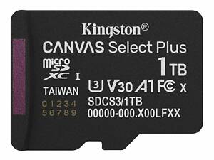 Карта памяти microSDXC (UHS-1 U3) Kingston Canvas Select Plus Gen3 1Tb class 10 А1 V30 (R-150MB/s) yL.