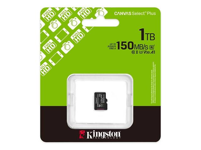 Карта памяти microSDXC (UHS-1 U3) Kingston Canvas Select Plus Gen3 1Tb class 10 А1 V30 (R-150MB/s) yL. - Фото 2