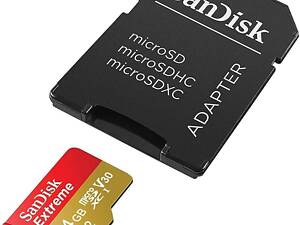 Карта памяти microSDXC (UHS-1 U3) SanDisk Extreme A2 64Gb class 10 V30 (R170MB/s, W80MB/s) (adapter SD) yL.