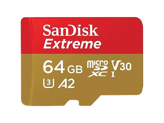 Карта памяти microSDXC (UHS-1 U3) SanDisk Extreme A2 64Gb class 10 V30 (R170MB/s, W80MB/s) (adapter SD) yL. - Фото 3