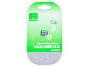 Карта памяти Usams US-ZB094 (TF High Speed Card) microSDHC Class 10 - 32GB (без адаптера) Green