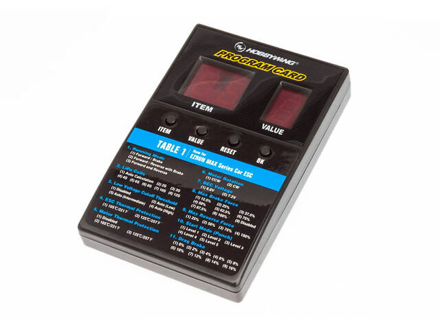 Карта програмування HOBBYWING для регуляторів серій XERUN, EZRUN, QUICRUN, SEAKING, PLATINUM, FLYFUN V5 - Фото 1