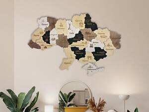 Мапа України з дерева на стіну L 250x167 см