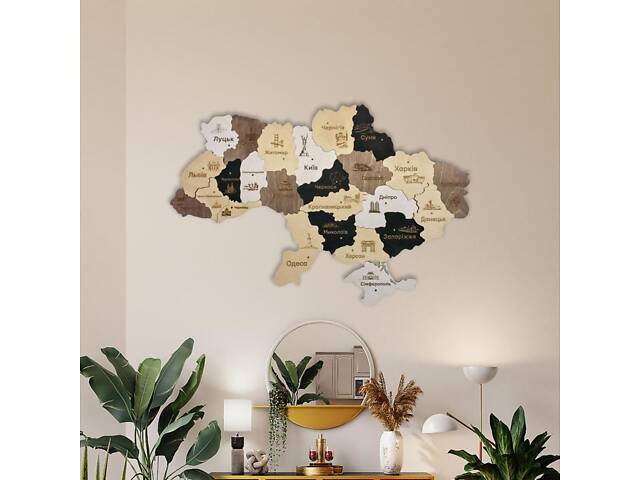 Мапа України з дерева на стіну L 250x167 см - Фото 1