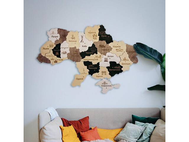Мапа України з дерева на стіну M 120x80 см - Фото 2
