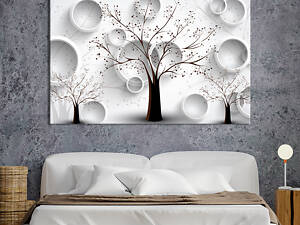 Картина на полотні No Brand Чорні дерева і білі кільця 80x54 см (V331-1_L)