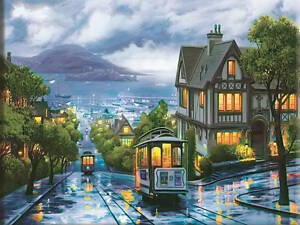 Картина по номерам «Ночной трамвай» 40×50 см — набор для творчества и расслабления, живопись по номерам