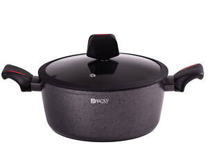 Каструля з антипригарним гранітним покриттям і товстим дном 22 см