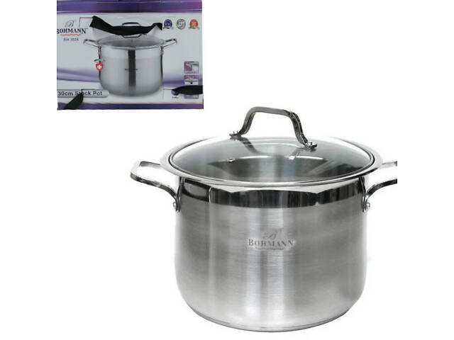 Кастрюля Bohmann 19 л d-30 см из нержавеющей стали 3025-BH - Фото 1