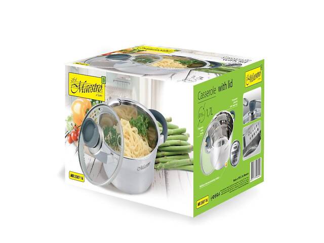 Кастрюля нержавеющая Maestro - 200 мм х 3,3 л MR-3507-20 - Фото 4