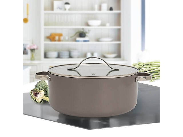 Кастрюля с крышкой Maestro MR-4009-18 1.9 л 18 см бежевая - Фото 1