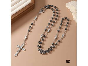 Католицькі чотки, розарій із натурального чорного гематиту, вервиця.