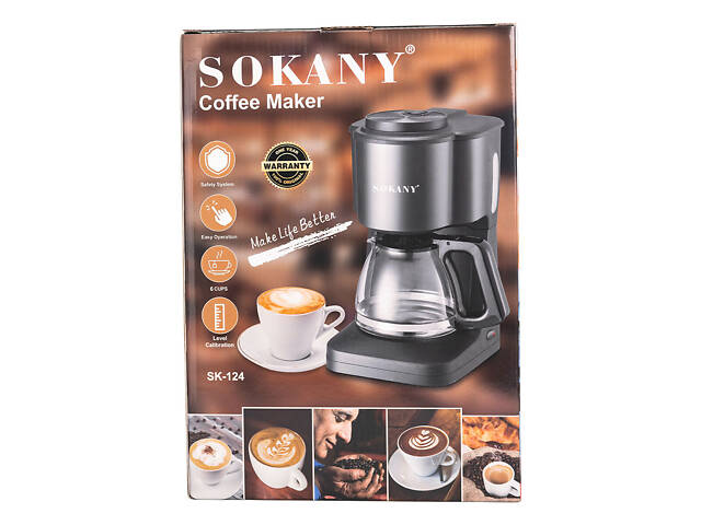 Капельная кофеварка Sokany с подогревом кофейника 600 мл SK-124 - Фото 2