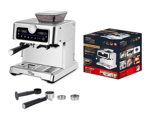 Кавоварка та кавомолка Еспресо 2в1 Zepline ZP-7305A 3000Вт - Фото 1