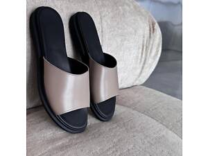 Кавові шльопанці з натуральної шкіри