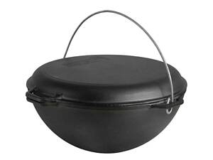 Казан азиатский 10л чугунный с чугунной крышкой - сковородой гриль Азия ТМ BRIZOLL