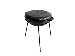 Казан чугунный азиатский 12 л с крышкой-сковородой и подставкой