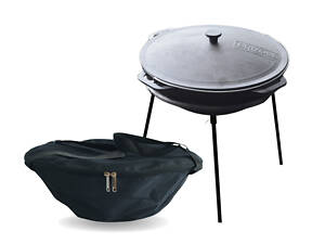 Казан чугунный азиатский 12 л с крышкой, чехлом и подставкой