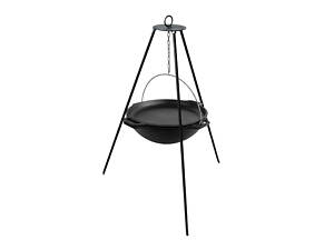 Казан чугунный азиатский 4 л с крышкой-сковородой и треногой